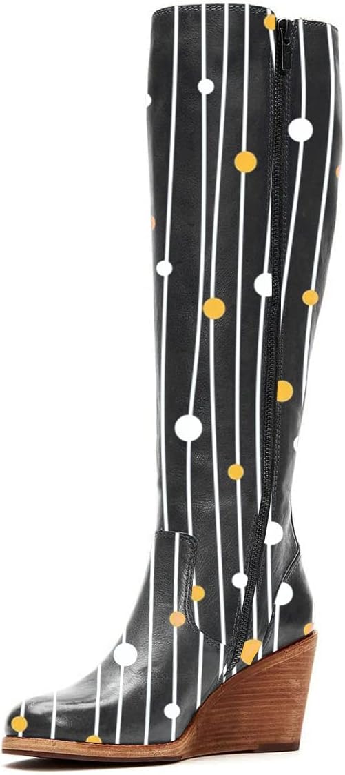 FSJ Women Comfy Buckle Zipper Wedge Heels Closed Point Toe Fancy Pull On Office Fashion Winter Boots Size 4-15 US