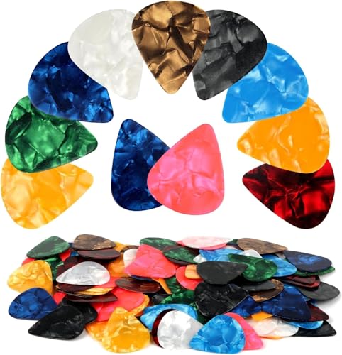 120 Pcs Celluloid Guitar Picks for Acoustic Electric Bass Guitars- 0.71mm