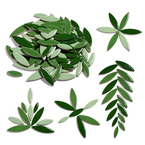 Filhome Pietre a mosaico per fai da te, 500 g, autoadesive per opere d'arte, decorazione da parete e mosaico (verde scuro/verde/verde chiaro)