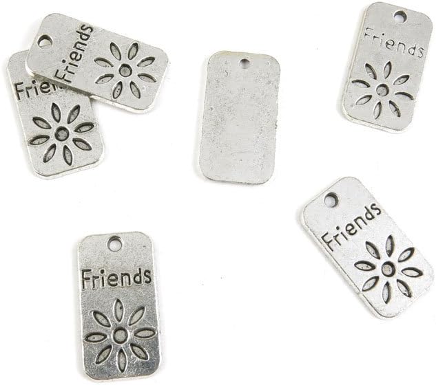 220 Pieces Antique Silver Tone Jewelry Making Charms M4OG9 Friends Tag Signs Pendant Ancient Findings Craft Supplies Bulk Lots