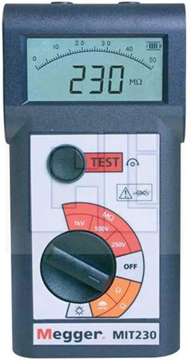MIT230 Digital/Analog Hand-Held Insulation and Continuity Tester, 250/500/1000 V Test Voltage
