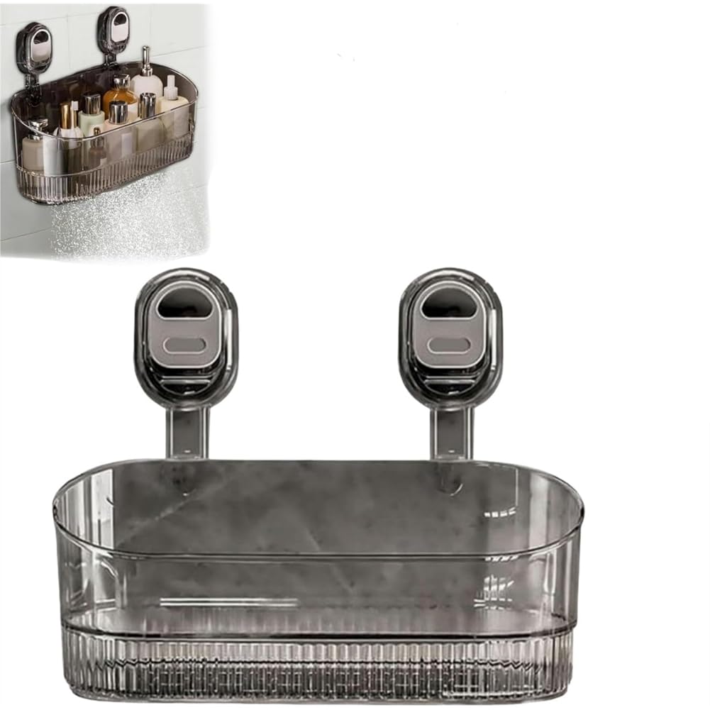 UDSKNV[KSL Large Capacity Suction Storage Box for Bathroom, Kitchen- No-Drill Gray A
