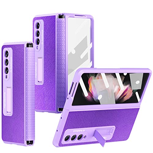 Étui en cuir pour Samsung Z Fold 2 avec protection charnière TPU violet