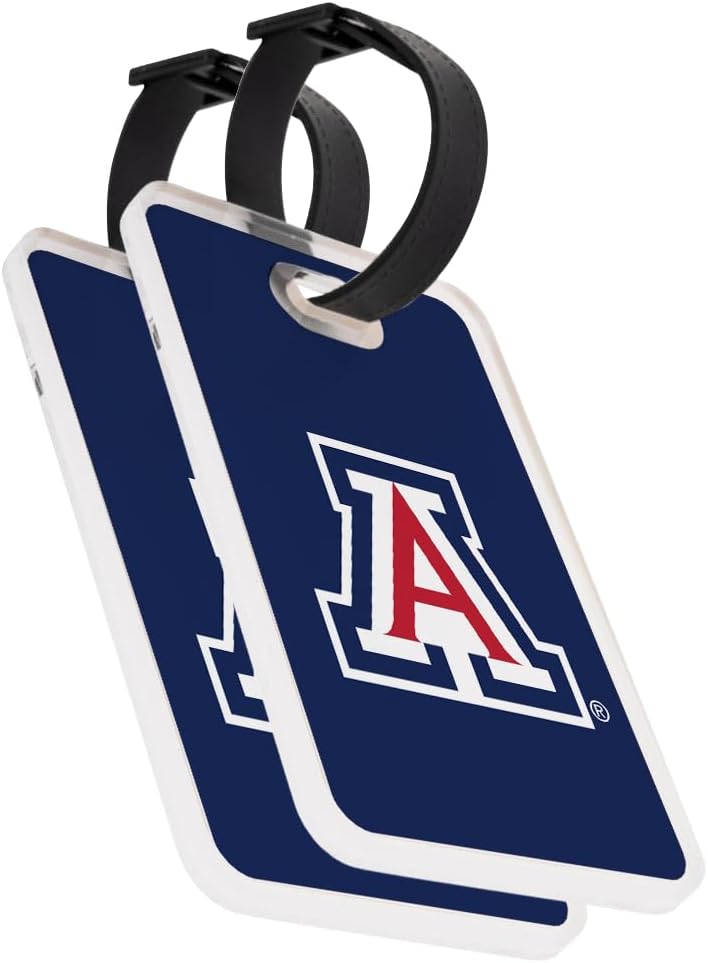 Desert Cactus University of Arizona Luggage Tag – Official UA Wildcats 2 Pack Travel ID Label for Suitcases, Bags, and Carry-Ons (2-Pack Acrylic Luggage Tag A)