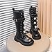 ABABC Girl's Boots Waterproof High Top Princess Boot Fashion Insulated Thick Sole Lace Up Leather Shoe 2025