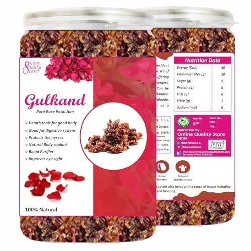 Image of Online Quality Store Natural Gulkand (Rose Petal Jam), 800g (400g X 2) | Sun-Cooked Damask Rose Petals & Rock Sugar | Pure Natural | for Paan