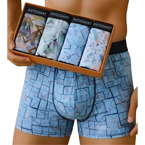 Image of Men's Airsoft Anti-Bacterial Trunks (Pack of 4) | Breathable Nylon | Sweat-Wicking Comfort | Everyday Regular Fit