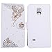 Wendy's Stores(TM) White Luxury 3D Fashion Handmade Bling Crystal Rhinestone PU Flip Wallet Leather Case Cover for Smart Mobile Phones (Samsung Galaxy note 4, Pearl Butterfly)