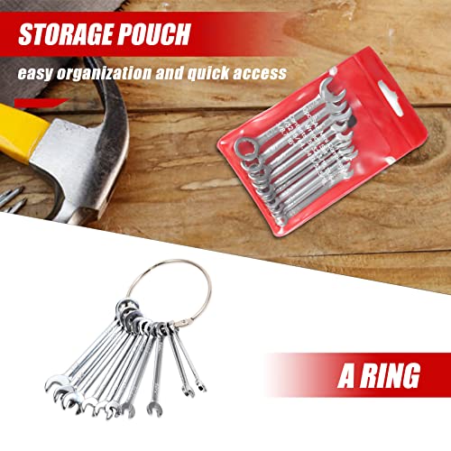 Speedwox Mini Sae Ignition Wrench Set 10 Pcs 5/32"-7/16" Standard Small Wrench Set Combination Wrenches Open And Box End Set Mini Spanner Set With Portable Storage Pouches And A Ring #TOP5