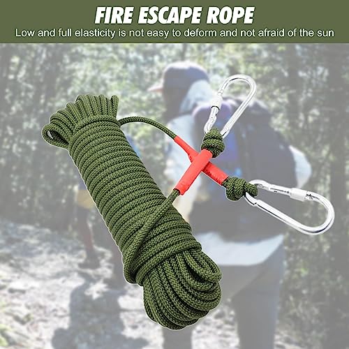 Foto von Leikurvo Outdoor-Kletterseil: Durchmesser 8mm Sicherheitsseil 10 Meters Länge Outdoor-Seil Hochfestes Statisches Kletterseil Sicherungsseil Rettungsseil mit 2 Karabinern für Anwendungen Notüberleben