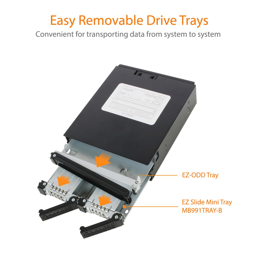 ICY DOCK ToughArmor MB994IKO-3SB - ramka wymienna do 2 x 2,5 cala SATA/SAS SSD/HDD i 1 x SATA Slim ODD 1 x 5,25 cala z zamkami zabezpieczającymi - w pełni metalowa