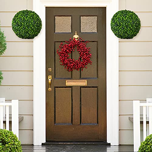 Goplus 2 Pcs 15.7 Inch Artificial Plant Topiary Ball, Round Faux Boxwood Balls Outdoor, Garden Spheres Decorative For Front Door, Porch, Backyard, Balcony, Patio, Wedding And Home Décor #TOP6