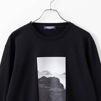黒のグラフィックプリント長袖カットソー Amazon | [ティーグラフィックス] Tシャツ メンズ 長袖 ロンT クルー
