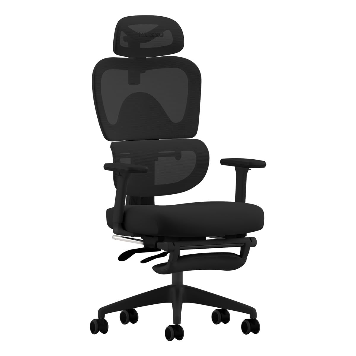 MUSSO E600SE Ergonomic Office Chair 3-Level Adjustable Lumbar 3D Adjustable Armrest and Headrest, with Footrest, Designed for Women&Teenagers Spine Protection Correcting Sitting Posture (Black)