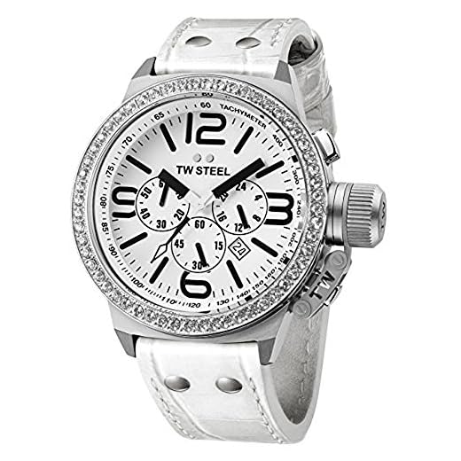 TW Steel Men's TW10 Canteen White Leather Chronograph Dial Watch