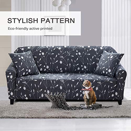 Lamberia Printed Sofa Cover Stretch Couch Cover Sofa Slipcovers For 3 Cushion Couch With Two Free Pillow Cases (Moonlight Flower, Sofa 3 Seater) #TOP1