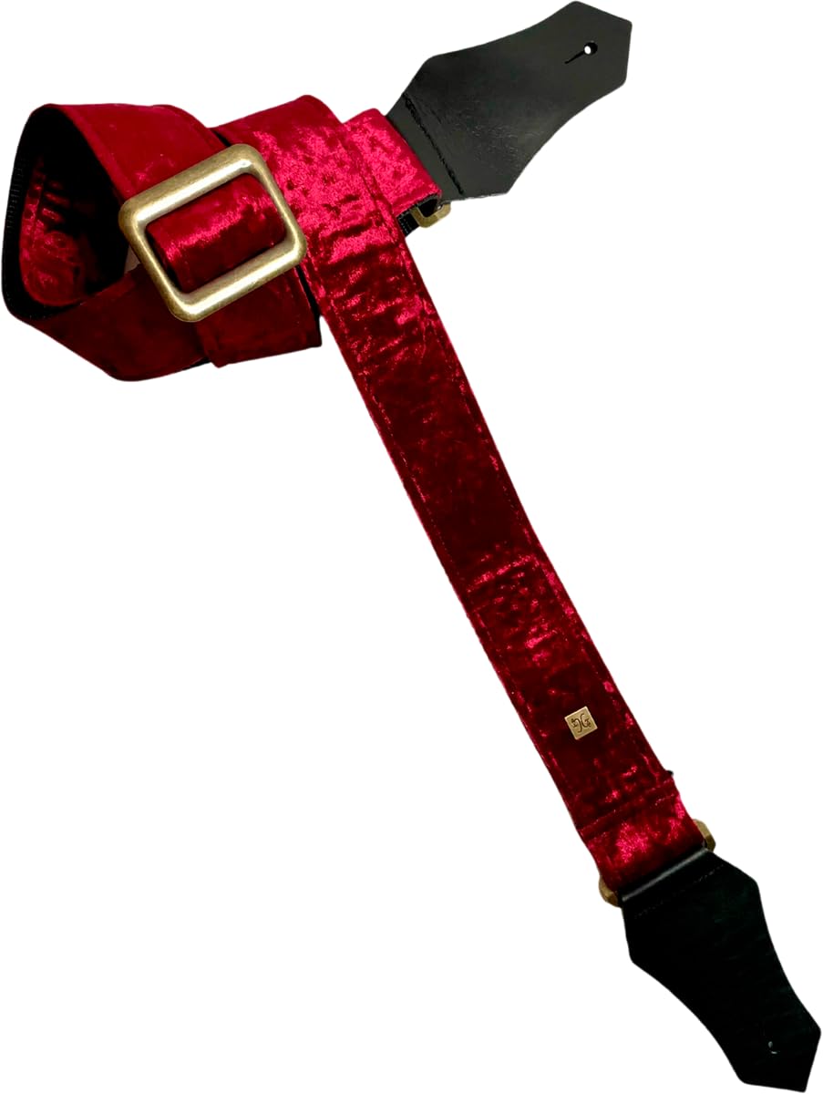 GET'M GET'M Crushed Velvet 2" Guitar Strap - Burgundy
