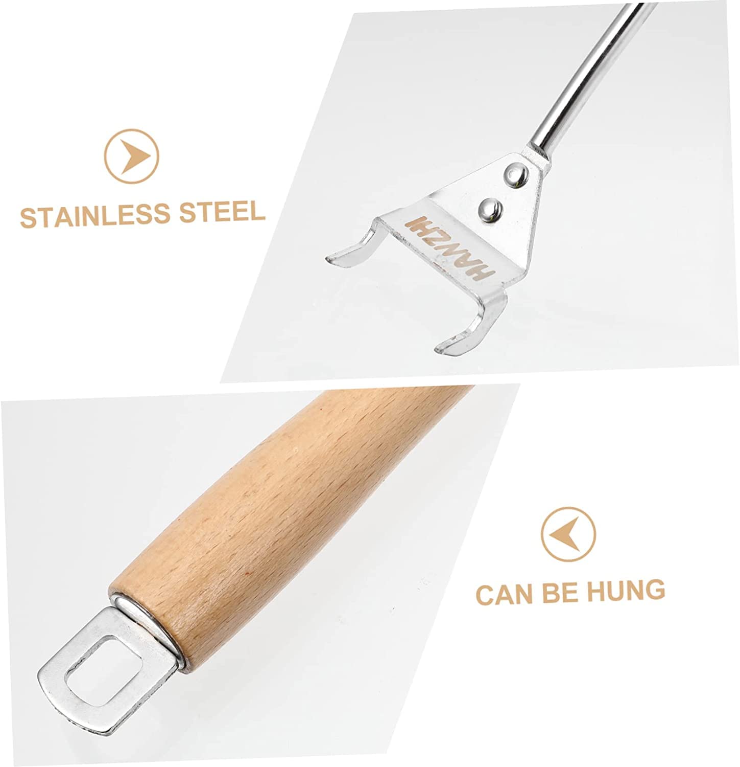 MRKU 1 pz. Pinza per Uova da Cucina, Pinza per Gas, Pinza per griglia da Cucina in Acciaio per Esterni, Pinza per Calore in Acciaio Inox con affumicatore, Pinza Universale per Legno e Metallo.
