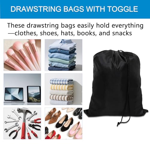10-Pack Drawstring Bags with Toggle Closure - Lightweight & Durable Nylon Gym Bags for Sports, Travel and Daily Use3