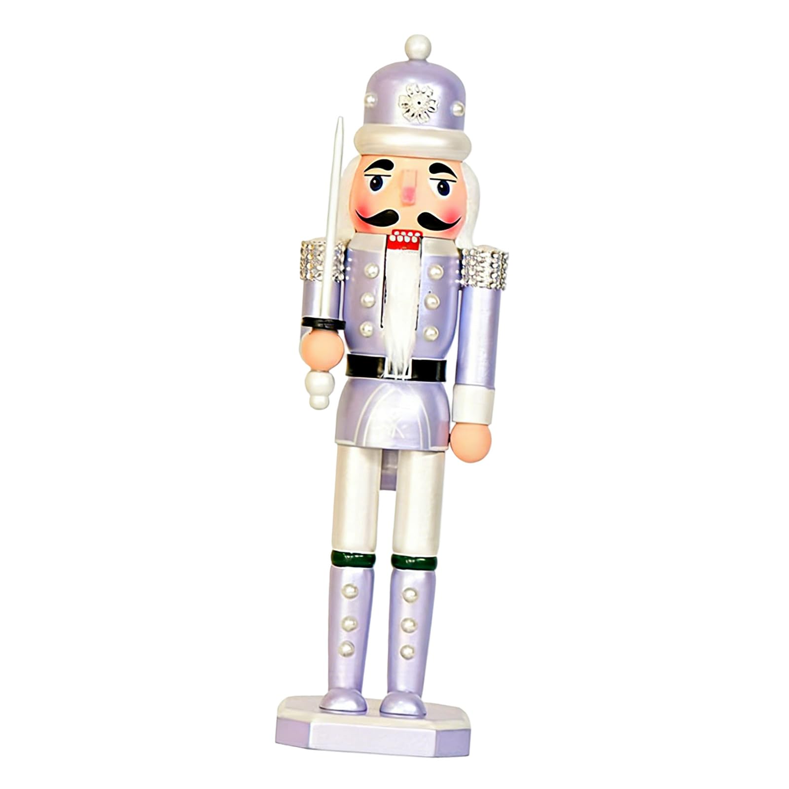 Limtula Shimmering Finish Nutcrackers Ornament with Pearls Wood Soldier Puppet Festive Nutcrackers Soldier Figurine