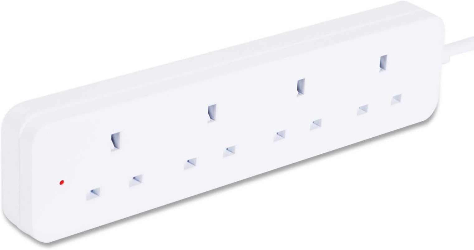 TISDLIP4 Way Extension Lead 9.84FT/3M White Electric Tracking Socket