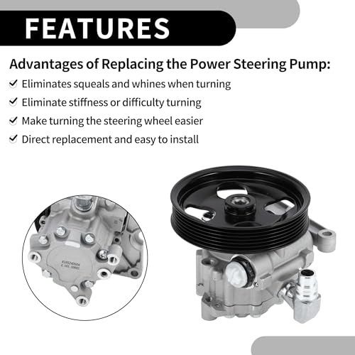 Partuto Power Steering Pump No.0024664601/0024668101 - Car Power Assist Pump - for Mercedes-Benz ML320 3.2L V6 1998-2003 for Mercedes-Benz ML350 2003-2005 Aluminum Alloy with Pulley - 1 Pc by Partuto - Image 7