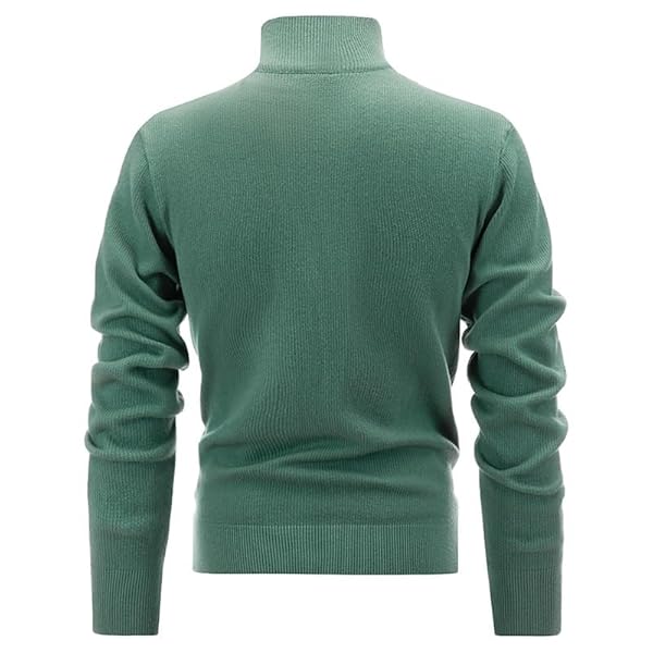 Men's Stand Up Collar Sweater Half Zipper Color Blocked Knit Sweaters Men Clothing - Image 3