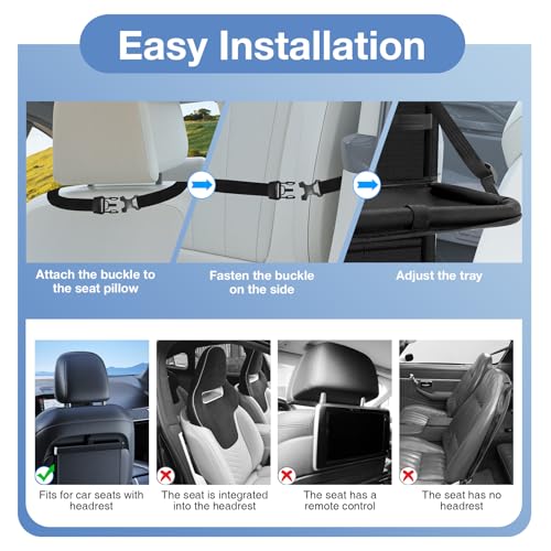Oneyus Car Backseat Organizer with Table Tray(2-Pack) 9 Storage Pockets Backseat Car Organizer and storage with Tablet Holder, Kick Mats Back Seat Cover for Kids family Road Trip Essentials Travel