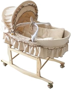 Baby Basket, Baby Cradle, Mattress, Wooden Cradle Frame, Mosquito Net Natural Color, Suitable for Hospital Diseased Baby 82*42*90cm