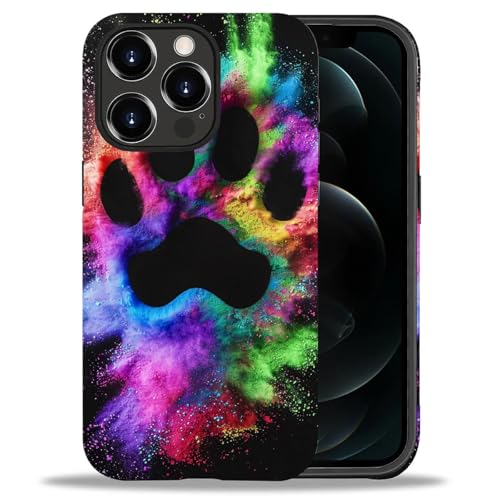 yicomon Compatible with iPhone 12/12Pro Case, Colorful Dog Paw Pattern Print Matte Phone Case Durable Fashion Funny Liquid Silicone Case Soft Anti-Scratch Shockproof Protective Cover
