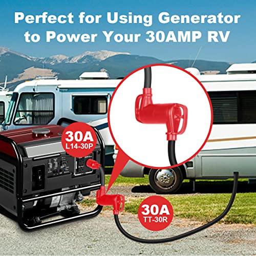 4 Prong To 30 Amp Rv Generator Adapter Cord With Grip Handle,L14-30P Twist Lock Male To Tt-30R Female,1Ft 10Awg Heavy Duty Stw For Generator To Rv Trailer Camper #TOP5