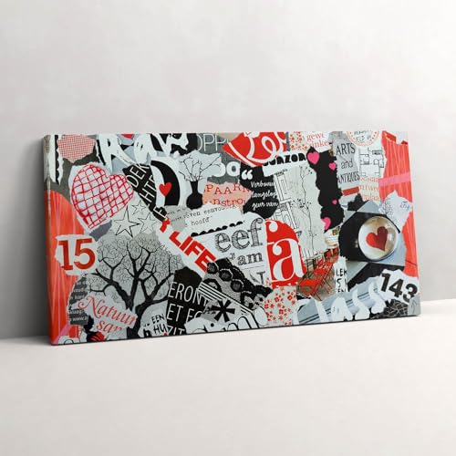 Image sur toile moodboard coeurs pour sublimer le design du salon 140x70cm