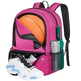 YOREPEK Basketball Backpack for boys, Lightweight Basketball Bag with Ball Holder & Shoes Compartment, Sports Backpack Training Equipment Fit Soccer Volleyball Football, PINK