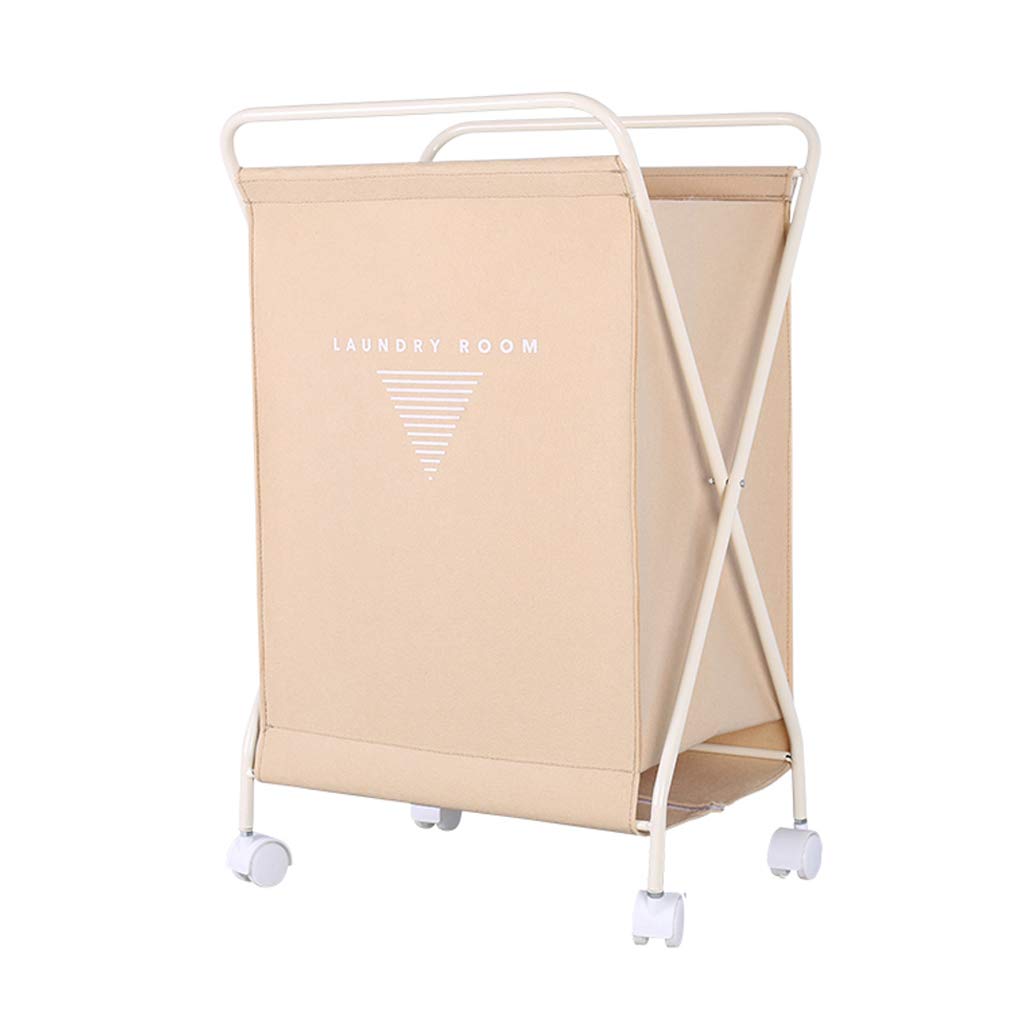 Zwinięty kosz do prania, Kosz na pranie z 4-kołowymi wyjmowanymi torbami materiałowymi Składany wielokolorowy 16x12x26 cali(Beige)
