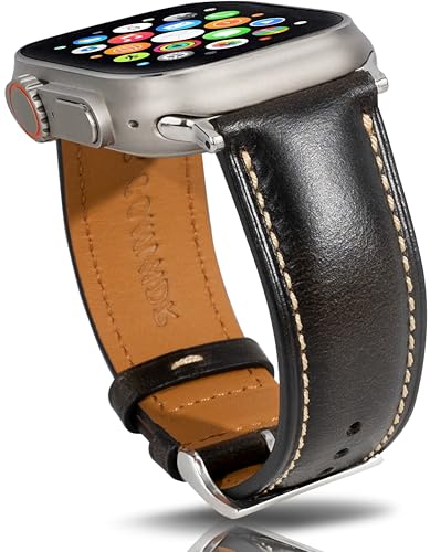 Gomvadr Lederbänder Kompatibel mit Apple Watch 38mm 40mm 41mm 42mm 44mm 45mm 49mm,Wachsöl Lederband für Männer Ultra Ser...