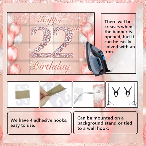 Image of Happy 21st Birthday Rose Gold Banner Cheers to 21 Years Old Backdrop Confetti Balloons Theme Decor for Women 21 Years Old Pink Birthday Party Decorations Bday Supplies Background Favors Gift Glitter