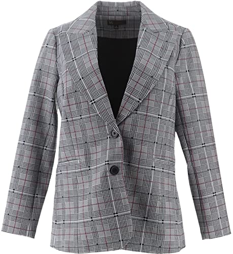 DG2 Diane Gilman Ponte Knit Boyfriend Blazer Glenn Plaid 1X NEW 671-263