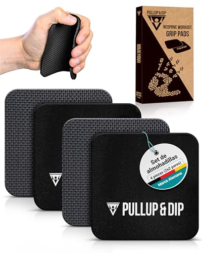 PULLUP & DIP Fitness Grip Pads [Juego de 4] para Dominadas, Culturismo y Entrenamiento de Fuerza, 2 Pares de Almohadillas de Agarre de Neopreno, Alternativa a Los Guantes de Entrenamiento