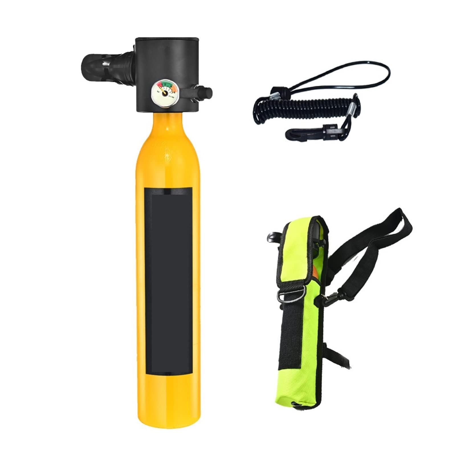 Portable Dive Cylinder, Portable Underwater Emergency Spare Gas Cylinders Equipped with A Full Set of Diving Respirators(Yellow Package A)