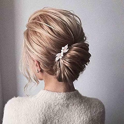 Yheakne Bridal Pearl Rhinestone Hair Clip Cover