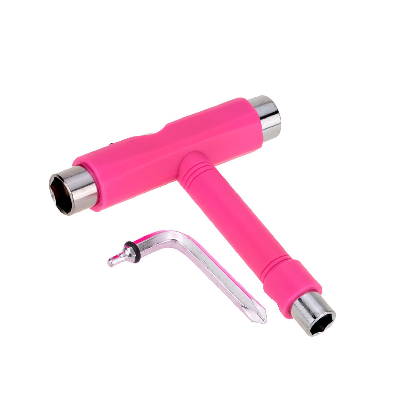 5-In-1 Skate Tool Portable T-Key for Skateboards Longboards - All-in-One Multifunctional Hardware with Socket Wrench Screwdriver Premium Iron and Plastic Material Trucks Wheels Bea