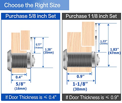 Cam Locks Cabinet Locks Keyed Alike, 5/8'' Cylinder Length Fits On 0.4’’ Max Panel Thickness, Secure File Drawer Mailbox Rv Storage Tool Box Replacement Lock Set, Zinc Alloy(5/8 Inch 5Pcs) #TOP1