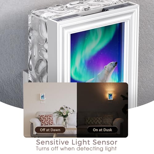Image of Briignite Decorative Picture Frames Night Light Plug Into Wall 2 Pack, RGB Color Changing Backlit Northern Light Projector, Dusk to Dawn Sensor with 2.5 inchx3.5 inch Picture Frame for Bedroom Decor Gift