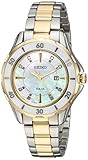 Seiko Women's Diamond Solar Stainless Steel Japanese-Quartz Watch with Two-Tone-Stainless-Steel Strap, 7 (Model: SUT338)