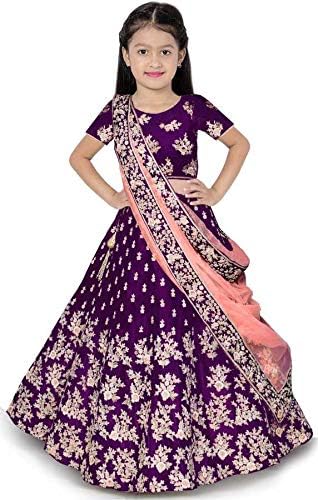 eneric Girl's Jute Cotton Semi-stitched Lehenga Choli