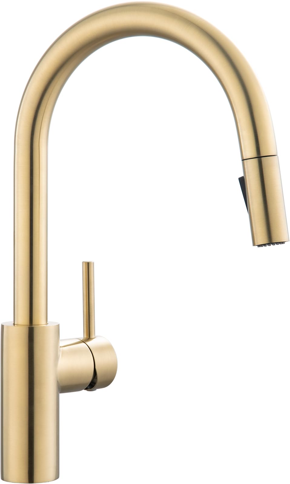 79724LG Costa Brushed Gold Kitchen Faucet with Pull Down Sprayer, 15-Inch High Arc Single Handle Kitchen Sink Faucet, Luxe Gold