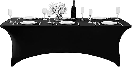 Miniatura 2 de MDS - Paquete de 10 manteles rectangulares de elastano ajustados de 6 pies, ajustables, lavables y resistentes a las arrugas, para bodas, eventos,