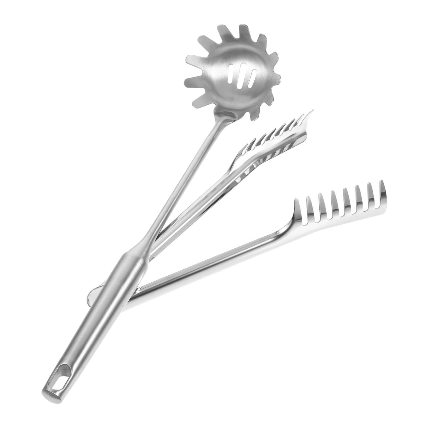 Cabilock 2Pcs Stainless Steel Spaghetti Spoon Noodle Server with Teethed Head Design for Parties Outdoor Activities and Home Cooking