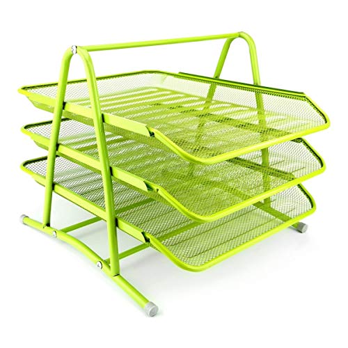 Leviatan Ablage Schubladen für Dokumente 3 Schubfächer Briefablage Organizer Mesh Limonenfarben