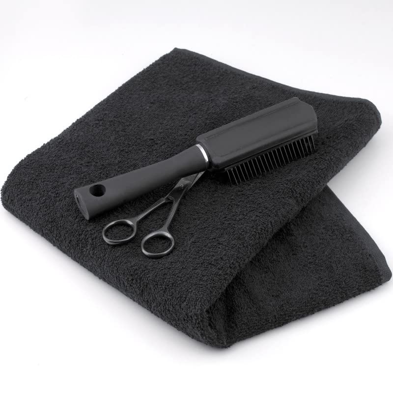 Lot de 10 Serviettes Microfibre Noires Cheveux 50x80 cm